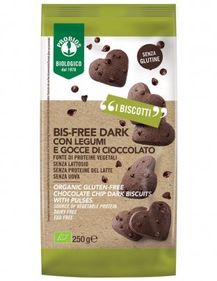 Biscotti Bio al Cacao con Legumi, Gocce di Cioccolato "Bis-Free Dark" - Senza Glutine