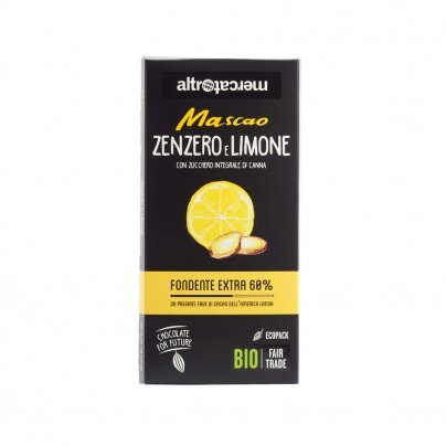 Cioccolato Fondente Extra 60% Bio Zenzero e Limone - Mascao