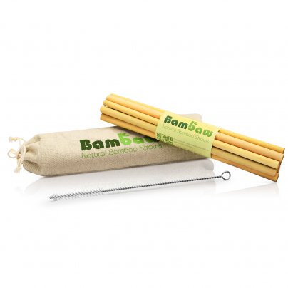 Cannucce in Bambù Ecosostenibili con Sacchetto in Cotone 22 cm