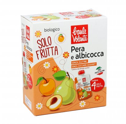Purea con Pera e Albicocca Bio - Solo Frutta 4 pezzi doypack (4x100 gr.)