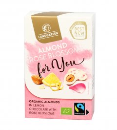 Mandorle Bio Ricoperte di Cioccolato Bianco al Limone e Rosa "Almond Rose Blossom For You"