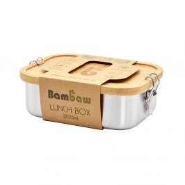 Lunchbox Portavivande in Acciaio con Coperchio di Bambù 1200 ml